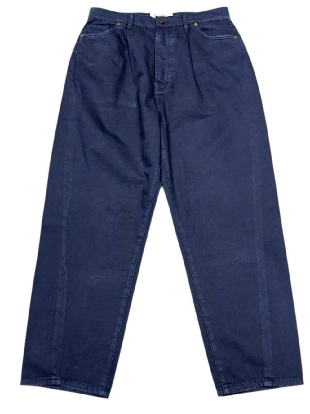 Sandrine Rose Blue Cotton Wide Leg Cinch Waist Pants Size 31 French Worker Pants